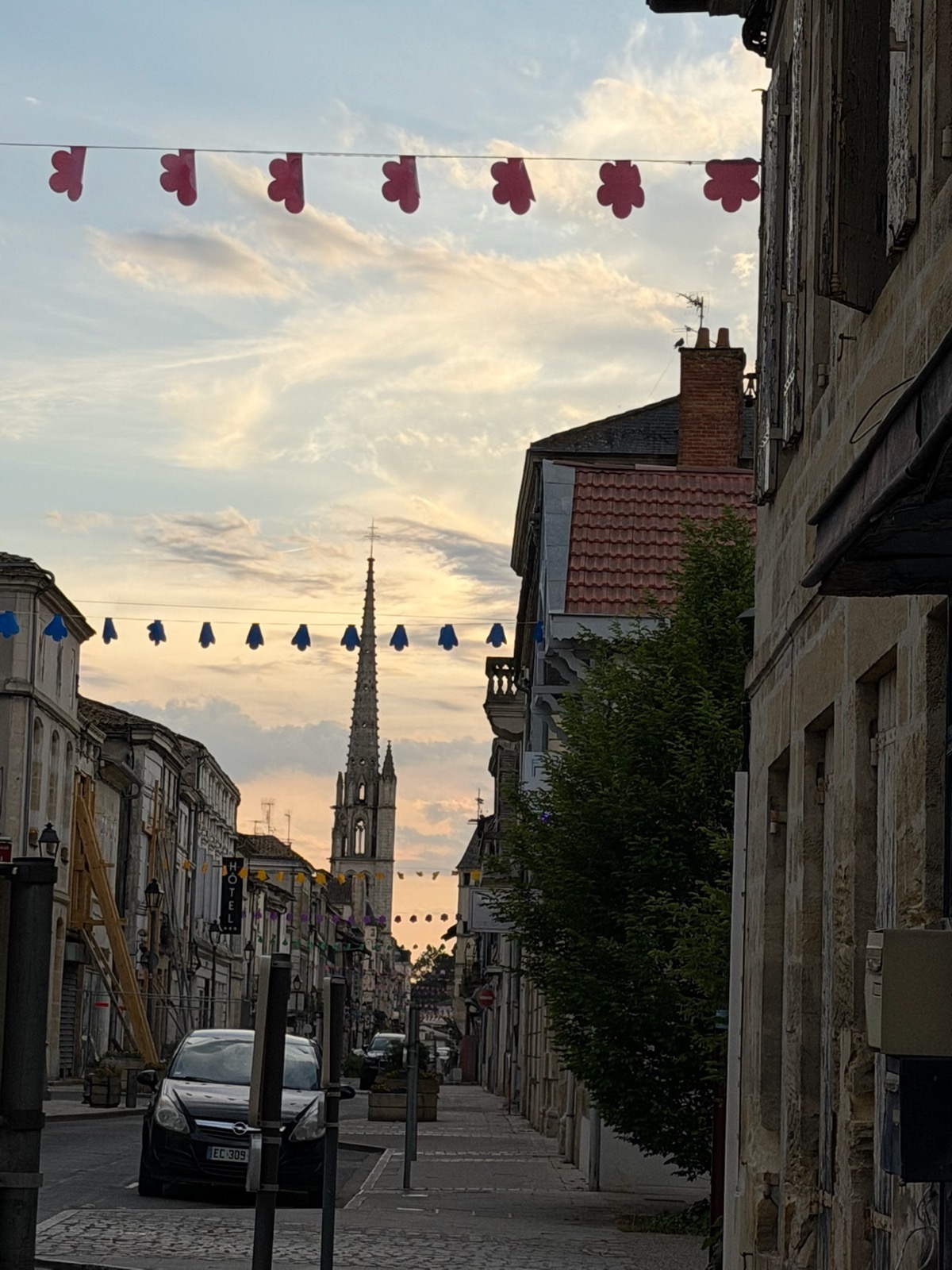 Evening street in Sainte-Foy-la-Grande
